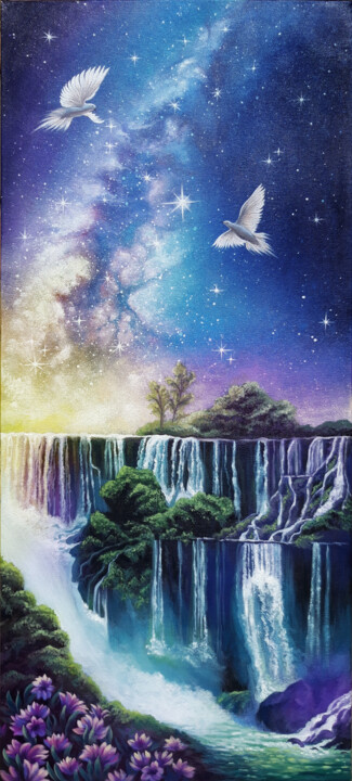Malarstwo zatytułowany „Valley of the stars” autorstwa Anna Steshenko, Oryginalna praca, Akryl Zamontowany na Drewniana rama…