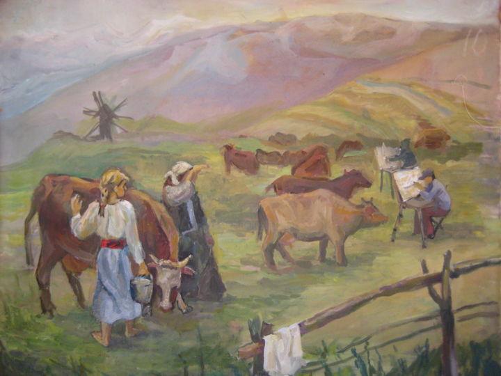 「Carpathians」というタイトルの絵画 Ann Vereshchakaによって, オリジナルのアートワーク, オイル