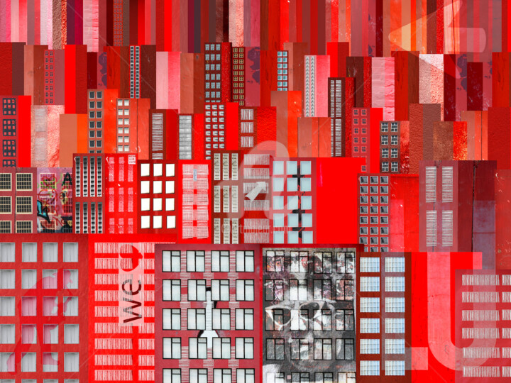 Фотография под названием "Buildings #red city#" - Aal, Подлинное произведение искусства, Манипулированная фотография