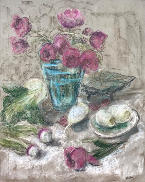 "les tulipes" başlıklı Tablo Anne Malvy tarafından, Orijinal sanat, Pastel