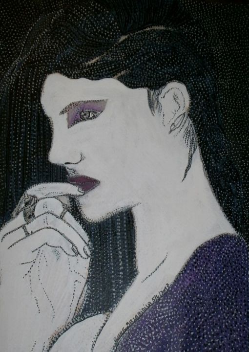 Peinture intitulée "LA PENSIVE" par Anne Bazabidila, Œuvre d'art originale, Encre