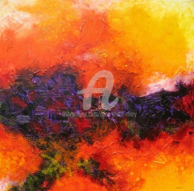 Peinture intitulée "Incandescence" par Anne-Marie Mary, Œuvre d'art originale, Huile Monté sur Châssis en bois