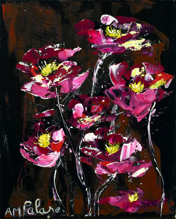 Painting titled "Bonheur Floral" by Anne Marie Palaze, Original Artwork, Acrylic