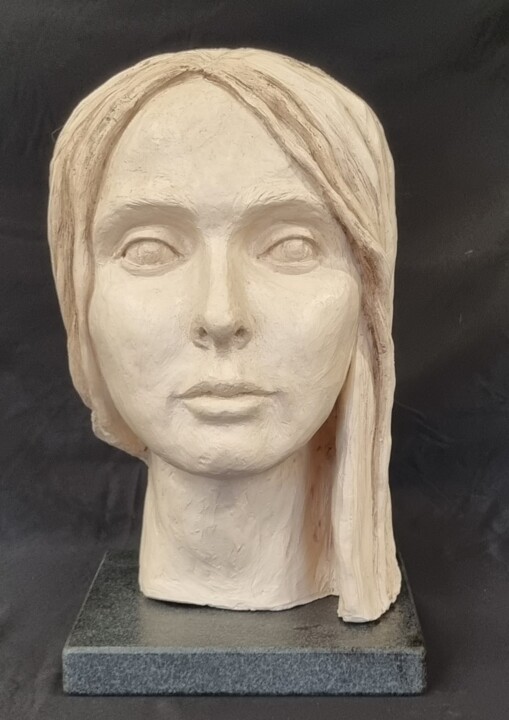 Sculptuur getiteld "portrait de Clara L2" door Anne Platbroot, Origineel Kunstwerk, Terra cotta
