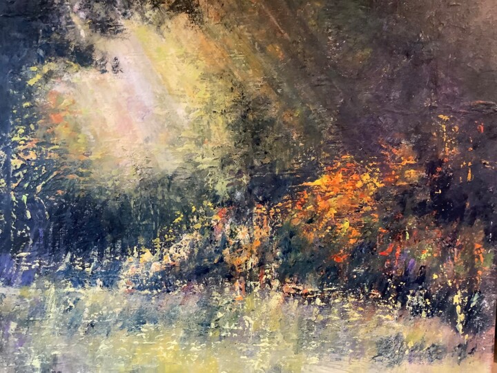 Malerei mit dem Titel "Lumière de campagne" von Anne Vignau, Original-Kunstwerk, Acryl