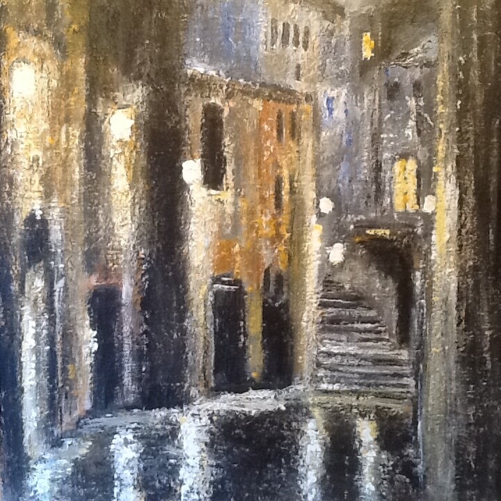 Painting titled "Le vieil escalier" by Anne Vignau, Original Artwork