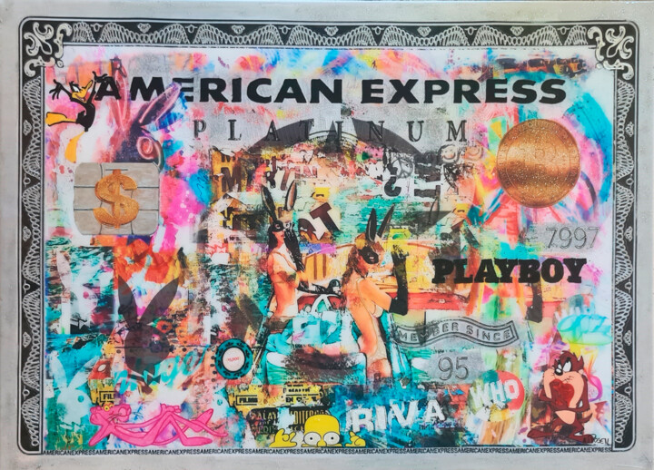 绘画 标题为“AMERICAN EXPRESS” 由Anne Rosenblatt (A ROSEN), 原创艺术品, 丙烯 安装在木质担架架上