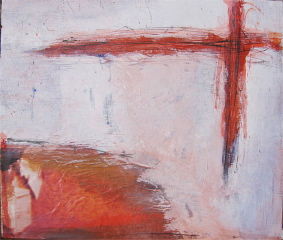 Peinture intitulée "Croix Rouge" par Annick André, Œuvre d'art originale, Huile