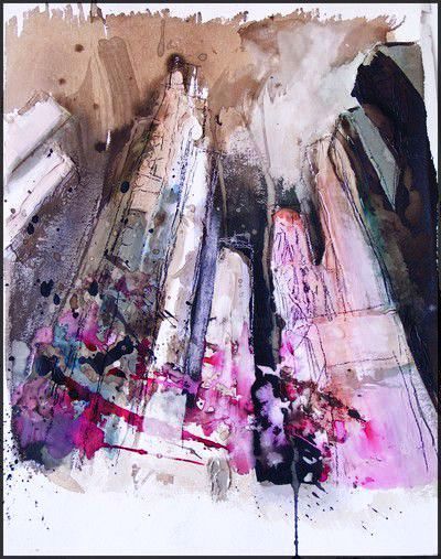 Painting titled "Building abstractio…" by Annick Longuet, Original Artwork, Ink