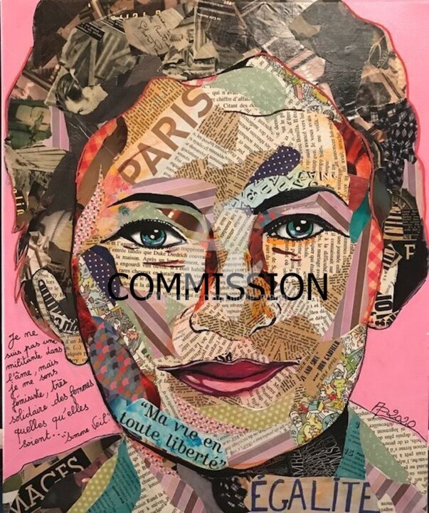 Collages titulada "Simone Veil « une v…" por Annie Predal, Obra de arte original, Collages