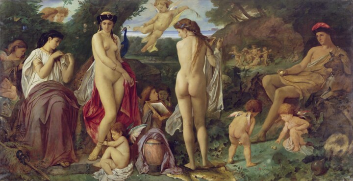绘画 标题为“The judgment of Par…” 由Anselm Feuerbach, 原创艺术品, 油
