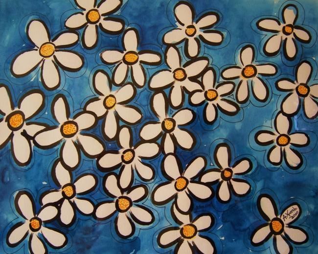 绘画 标题为“White Flowers” 由Antoine Xuereb, 原创艺术品, 油