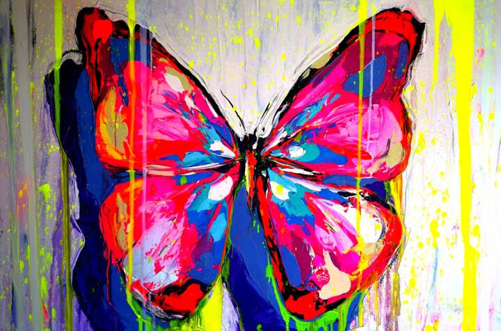 Schilderij getiteld "Summer Butterfly" door Antoni Dragan, Origineel Kunstwerk, Acryl