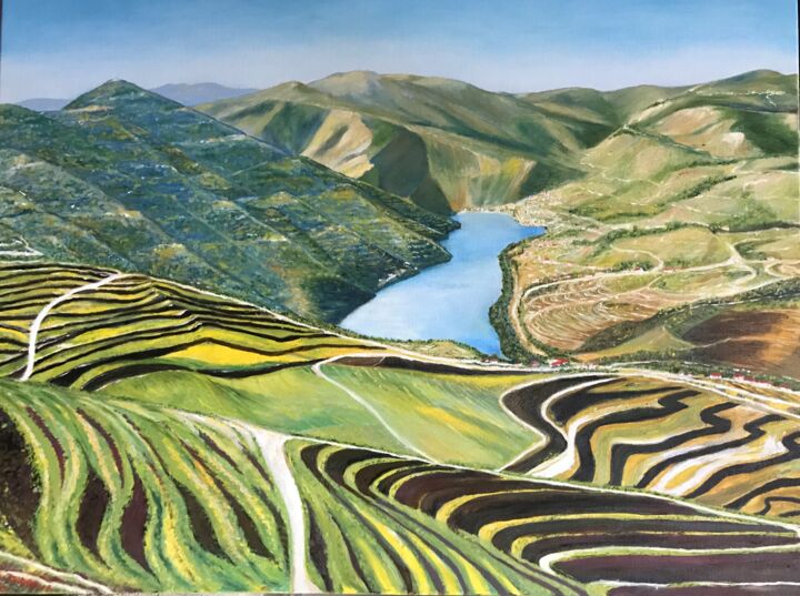 Painting titled "SOLD Douro River Va…" by Antonina Dunaeva, Original Artwork, Acrylic