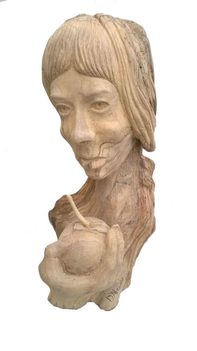 Rzeźba zatytułowany „LA MELA DEL PECCATO…” autorstwa Antonio D'Abramo, Oryginalna praca, Drewno
