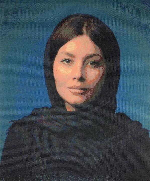Malerei mit dem Titel "Iranian" von Antonio Kudlapyi, Original-Kunstwerk, Glas
