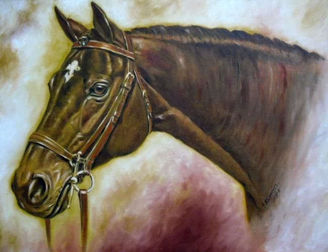 Schilderij getiteld "Cabeça de cavalo" door Antonio Guimaraes Santos, Origineel Kunstwerk