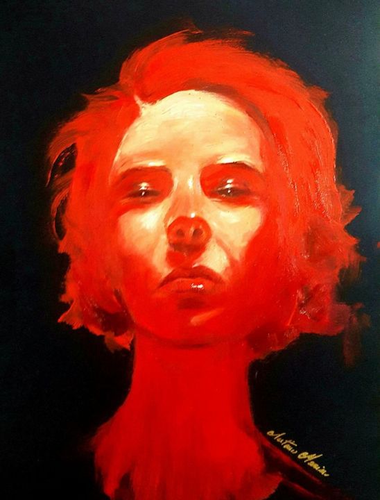 Pintura titulada "red face" por Opere Non In Vendita, Obra de arte original