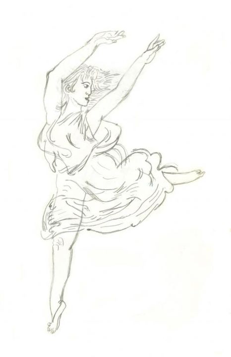 Dibujo titulada "dancer" por Anu, Obra de arte original