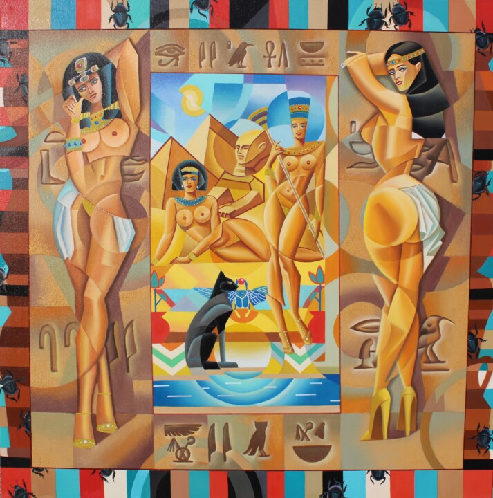 Painting titled "«Cradle of Mysterie…" by Apollonas Soben, Original Artwork, Oil Mounted on Wood Stretcher frame