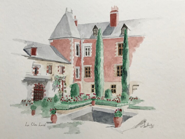 Painting titled "0808 Le Clos Luc" by Aquarelles-Alain, Original Artwork, Watercolor