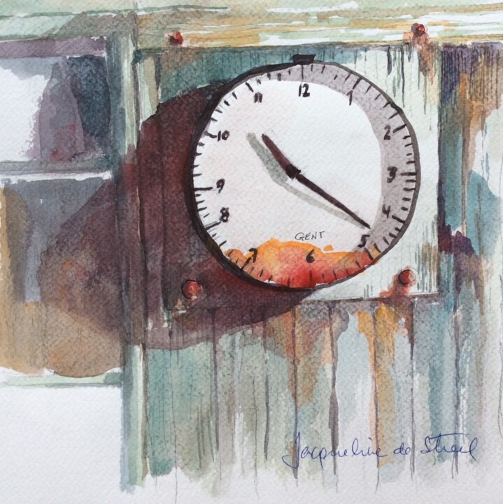 Pintura titulada "Dix heures vingt tr…" por Jacqueline De Streel, Obra de arte original, Acuarela