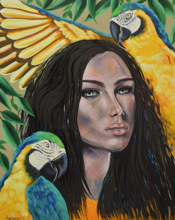 Pintura titulada "rêve tropical" por Ara De-Leon, Obra de arte original, Acrílico