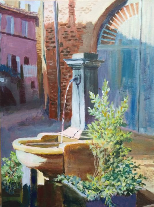 Peinture intitulée "fontaine-gaillac.jpg" par Claude Arcambal, Œuvre d'art originale, Acrylique