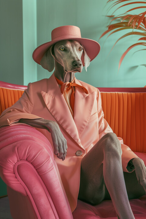 Digital Arts titled "Weimaraner - Limite…" by Archimede Art, Original Artwork, Digital Print