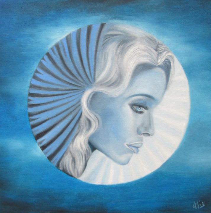 Pintura titulada "Blue moon" por Alix, Obra de arte original, Oleo