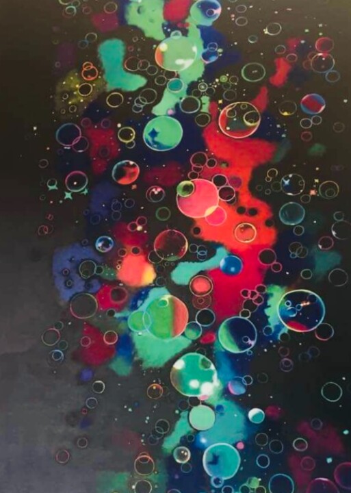Painting titled "BUBBLES" by Arianna Chiara Di Troila (Aryn), Original Artwork, Acrylic Mounted on Wood Stretcher frame