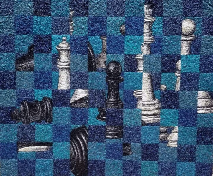 Arte textil titulada "Chess" por Rita Janikyan, Obra de arte original, Hilo