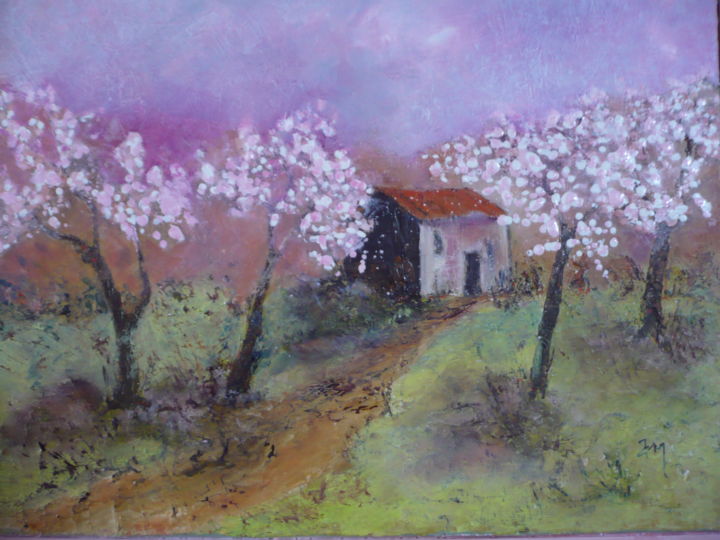 Pittura intitolato "n721-le-printemps-e…" da Arlette Mouton, Opera d'arte originale, Olio