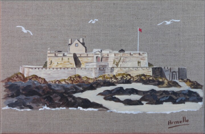 Painting titled "Fort national 1" by Armelle Cailly, Original Artwork, Acrylic Mounted on Wood Stretcher frame