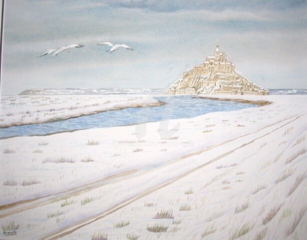 Pittura intitolato "Sous la neige" da Armelle Cailly, Opera d'arte originale