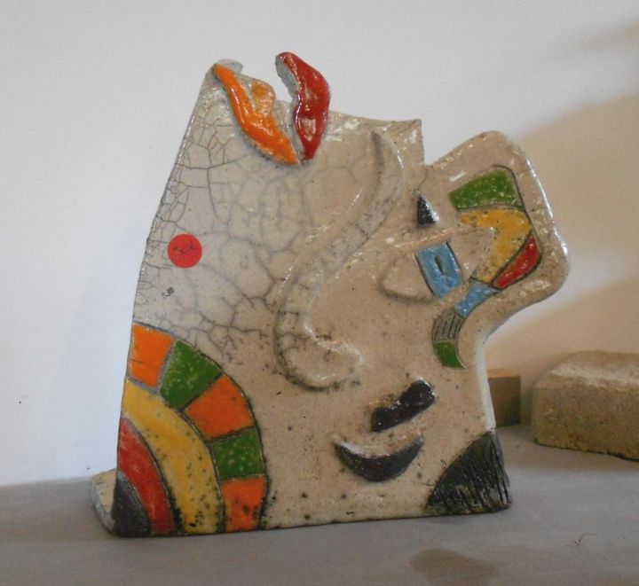Design mit dem Titel "vase-tete2.jpg" von Armelle Colombier, Original-Kunstwerk, Keramik