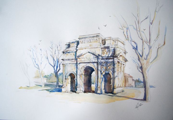 "Arc de Triomphe Gal…" başlıklı Tablo Arnaud Martin Artiste Peintre tarafından, Orijinal sanat, Suluboya