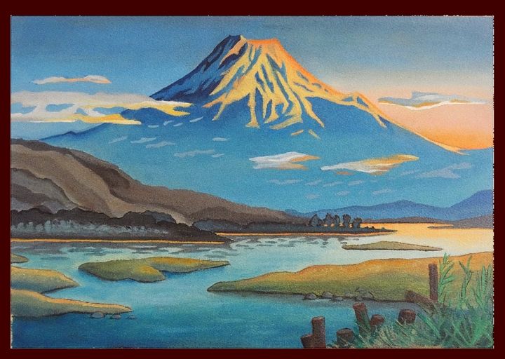 「Fuji san」というタイトルの絵画 Arnaud Montenonによって, オリジナルのアートワーク, オイル