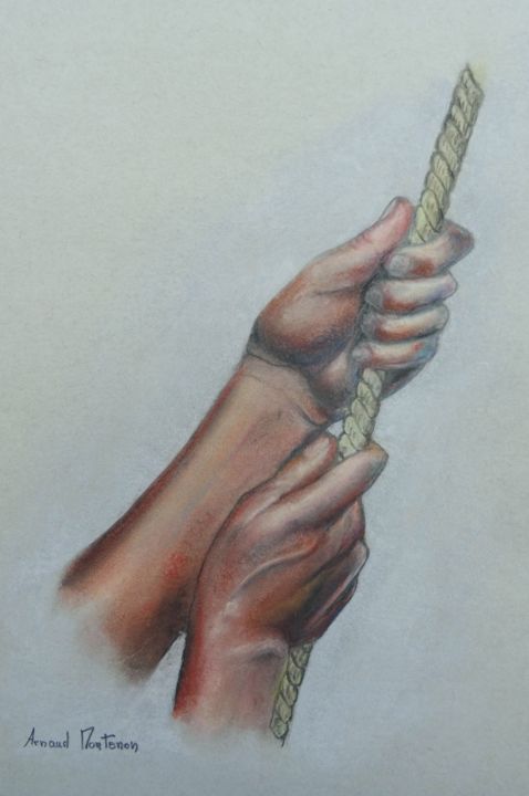 Tekening getiteld "Hissez haut" door Arnaud Montenon, Origineel Kunstwerk, Pastel