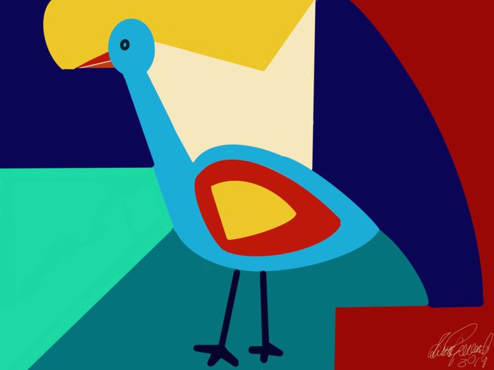 Digital Arts titled "Birdie" by Arne Fjellerad, Original Artwork, Digital Painting
