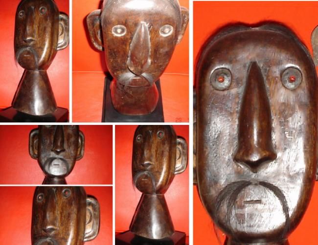Sculptuur getiteld "WOODEN HEAD FROM NA…" door Art Deco Chiangmai Thailand Odyaiphsaal Etch, Origineel Kunstwerk