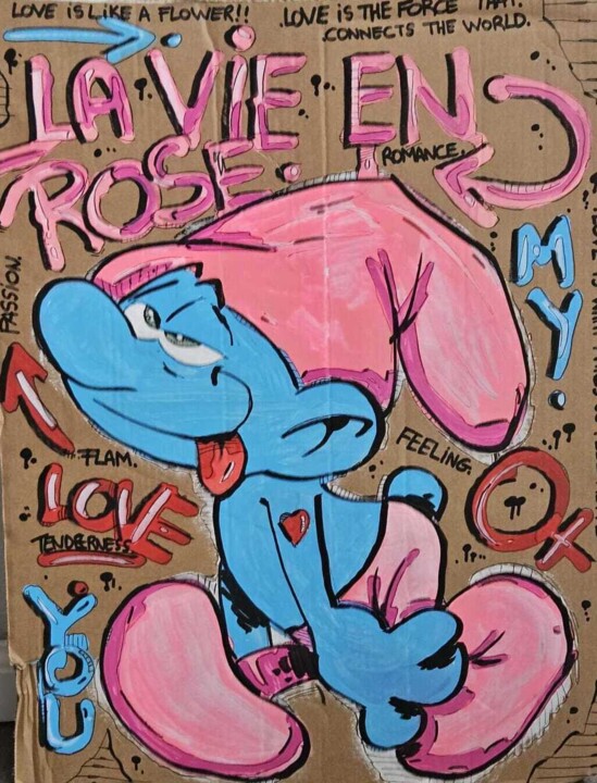 Pintura titulada "La vie en rose Cart…" por Art Hugo, Obra de arte original, Acrílico