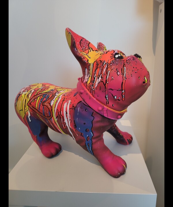 제목이 "Pink popart love dog"인 조형물 Art Hugo로, 원작, 아크릴