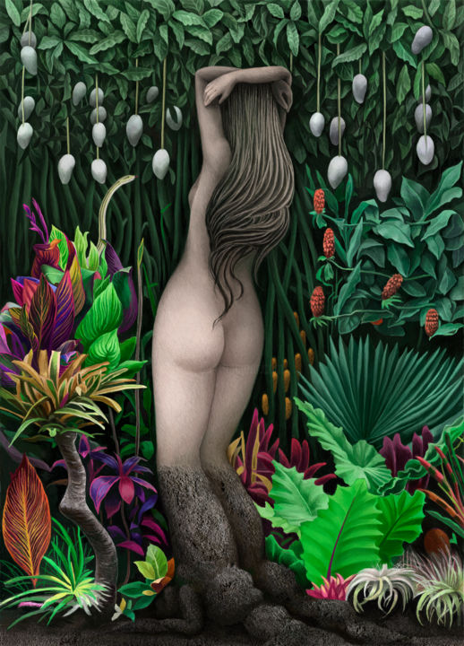 Arte digital titulada "Tropical lady" por Tomomi Sato, Obra de arte original