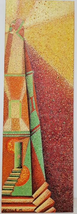Pittura intitolato "Faro / Lighthouse" da Artale Marinella Artist, Opera d'arte originale, Olio Montato su Telaio per barell…