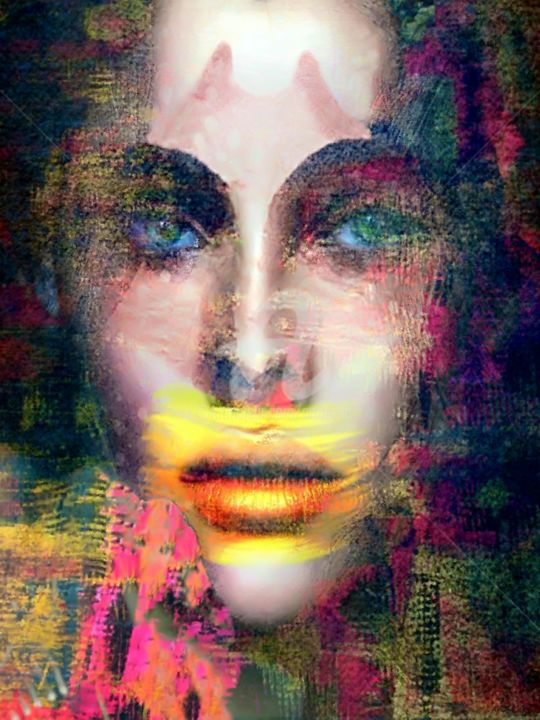 Digital Arts titled "Bouche doré" by Isabelle Cussat (Artassuc), Original Artwork, Photo Montage