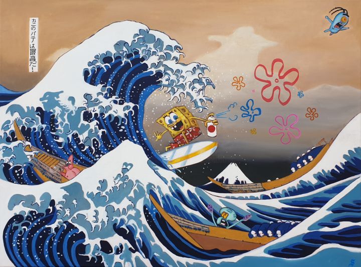 Pintura intitulada "Sea sex and sun and…" por Sebastien Devore (Art-bracadabrac), Obras de arte originais, Óleo Montado em A…