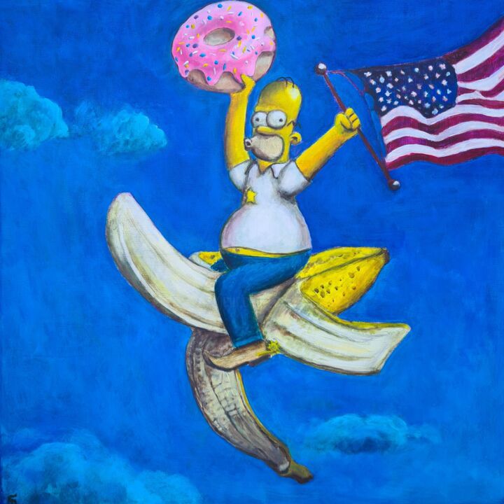 Painting titled "Omer Sexy Banana" by Sebastien Devore (Art-bracadabrac), Original Artwork, Acrylic Mounted on Wood Stretche…