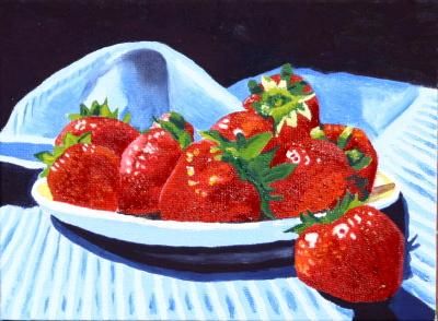 Pintura intitulada "Strawberries" por Renata Sajko, Obras de arte originais