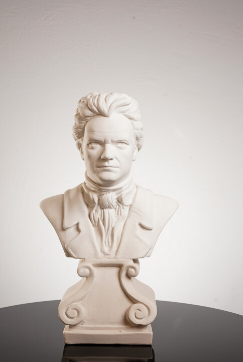 Sculptuur getiteld "Ludwig van Beethove…" door Dervis Yusuf Akdemir, Origineel Kunstwerk, Gips